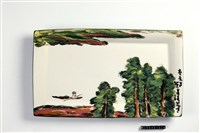 獨舟江水景長方盤藏品圖，第1張